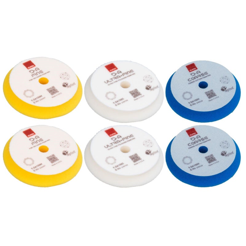RUPES D-A Series 6"" Orbital Foam Polishing Pads Bundle - Includes 2 Fine, 2 Ultra Fine and 2 Coarse Foam Pads - Tailored to Meet The Diverse Needs of Automotive Detailing - Image 1